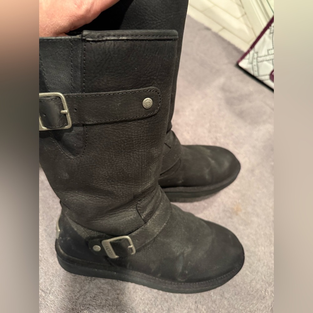 UGG Black Boots with Buckle - Ladies size 8